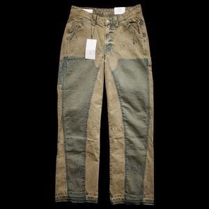 Zara Jeans Women 30 (Fits 29x32) Flare Slim Thigh Paint Splatter Double Knee NEW